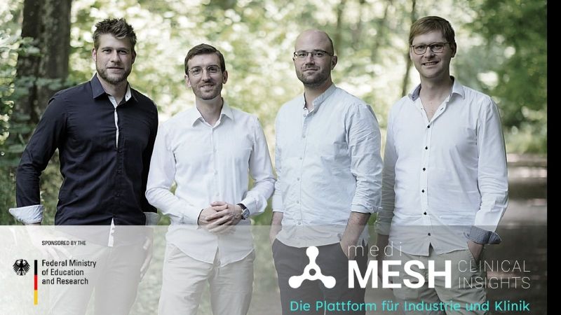 Gründungsteam mediMESH (v.l.n.r.) Dr.-Ing. Marcus Jenke, Dr.-Ing. Benedikt Jenny, Dr.-Ing. Enrico Pannicke, Dr. med. Bennet Hensen. (Quelle: mediMESH GmbH)